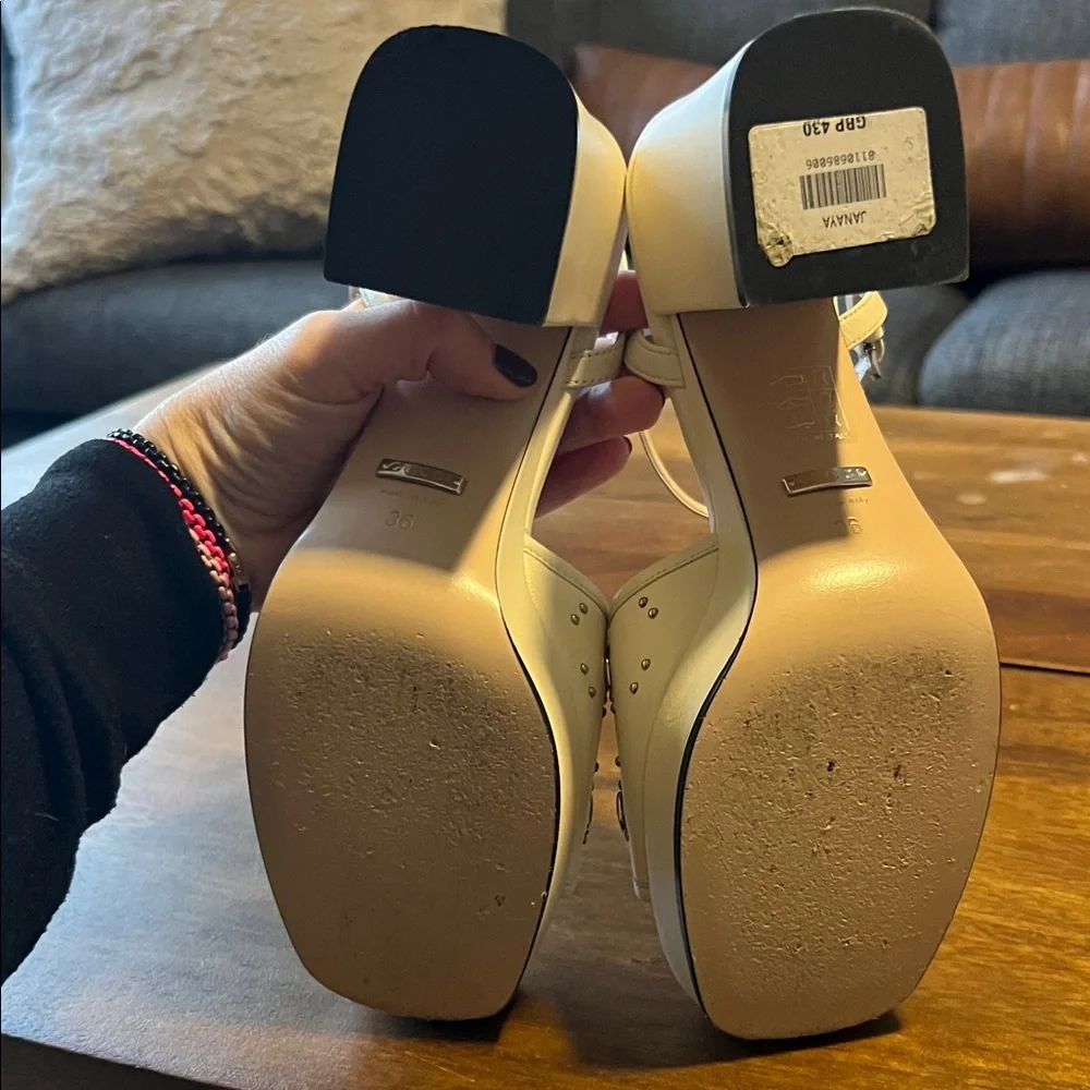 Gucci Cream Platform Sandals double G
